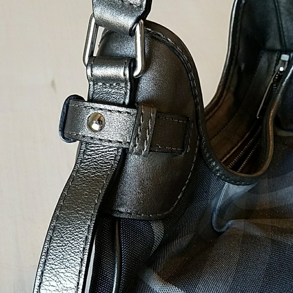 Metallic Grey Check Burberry Hobo - Picture 3 of 4